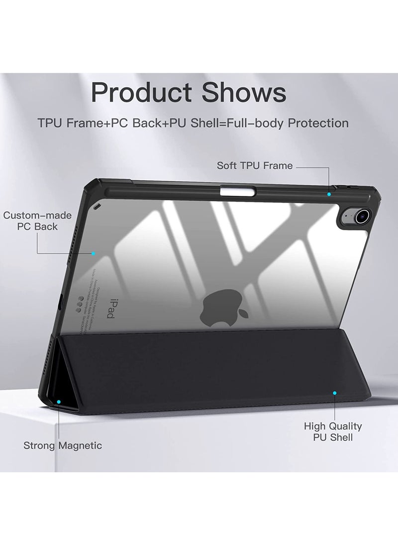 Rock Pow - Case for iPad Air 11 inch M3 2025/Case for iPad Air 11 inch M2 2024 and iPad Air5 10.9 inch 2022/Air4 10.9 inch 2020 Gen with Pencil Holder Clear Transparent Slim Stand Auto Wake/Sleep,Cover for air 5th/air 4th 10.9inch 2022/2020,air 6th/air 7th 11inch 2025/2024 - Image 1