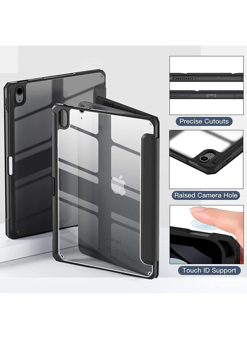 Rock Pow - Case for iPad Air 11 inch M3 2025/Case for iPad Air 11 inch M2 2024 and iPad Air5 10.9 inch 2022/Air4 10.9 inch 2020 Gen with Pencil Holder Clear Transparent Slim Stand Auto Wake/Sleep,Cover for air 5th/air 4th 10.9inch 2022/2020,air 6th/air 7th 11inch 2025/2024 - Image 1