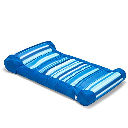 Big Joe Kona Hammock No Inflation Needed Pool Lounger with Headrest Blurred Blue Double Sided Mesh Quick Draining Fabric 4 feet Big - Image 1