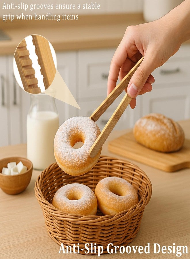 Tienyuu 3-Pack Reusable Bamboo Toast Tongs - 8" Wooden Cooking Tongs for Toaster, Bread, Fruits & More - Image 5