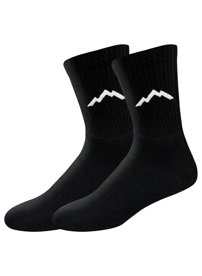 Ranger Ranger Sport Men's Heavy Duty Cotton Crew Athletic Socks (EU 39 - 45, US 7 - 12, Black)- Pack of 3  - Image 3