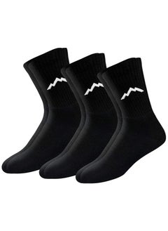 Ranger Ranger Sport Men's Heavy Duty Cotton Crew Athletic Socks (EU 39 - 45, US 7 - 12, Black)- Pack of 3  - Image 1