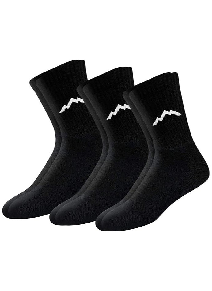 Ranger Ranger Sport Men's Heavy Duty Cotton Crew Athletic Socks (EU 39 - 45, US 7 - 12, Black)- Pack of 3  - Image 1