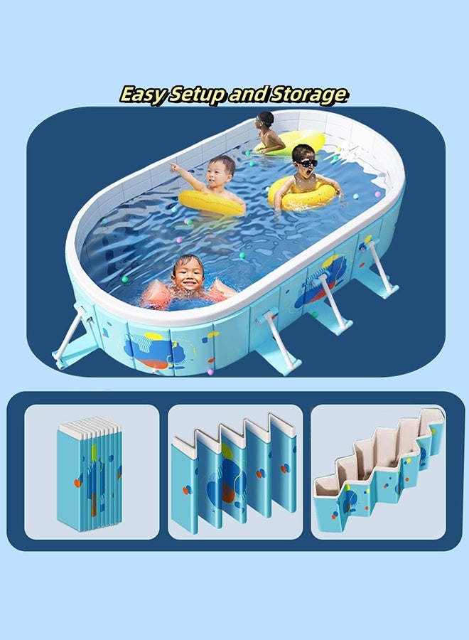 XiuWoo Non-Inflatable Swimming Pool, Portable Kiddie Pool for Kids and Adults, Foldable Pool with Bracket, Collapsible Pools for Outdoor Garden Backyard Pets Dog Pools 260×165×55cm - Image 3