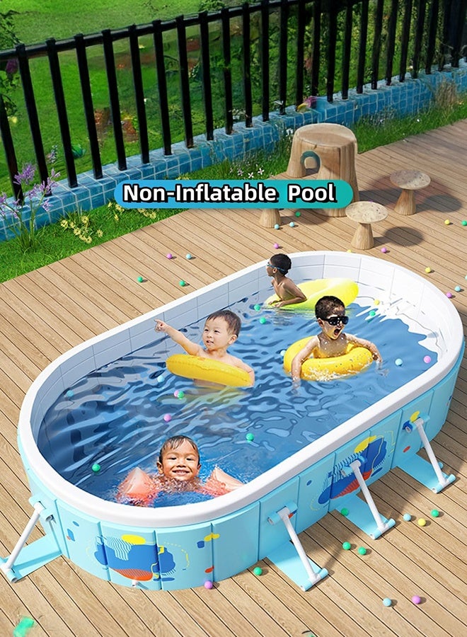 XiuWoo Non-Inflatable Swimming Pool, Portable Kiddie Pool for Kids and Adults, Foldable Pool with Bracket, Collapsible Pools for Outdoor Garden Backyard Pets Dog Pools 260×165×55cm - Image 2