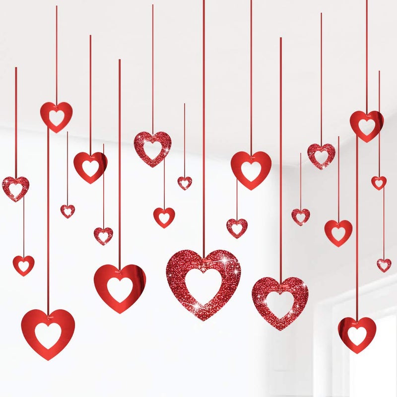 Valentines Day Glitter Heart Swirl Hanging Decoration  Bridal Shower Engagement AnniversaryWedding Party Decorations