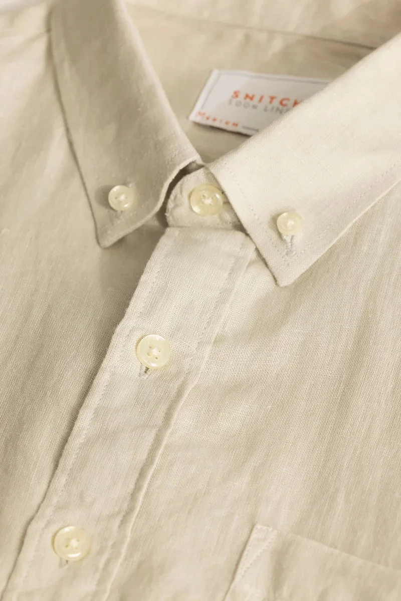 SNITCH Elementary Cream Plain 100% Linen Shirt