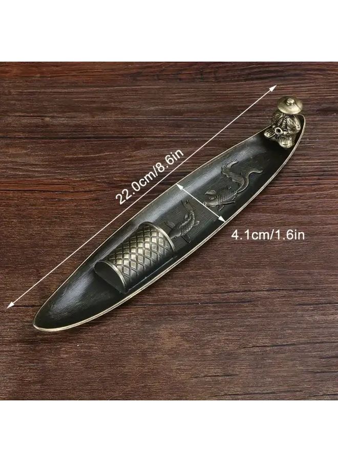 Fisherman Fishing Style Cast Iron Incense Burner with Fish Design for Meditation Holiday Gifts - Image 3