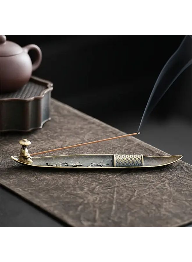 Fisherman Fishing Style Cast Iron Incense Burner with Fish Design for Meditation Holiday Gifts - Image 1