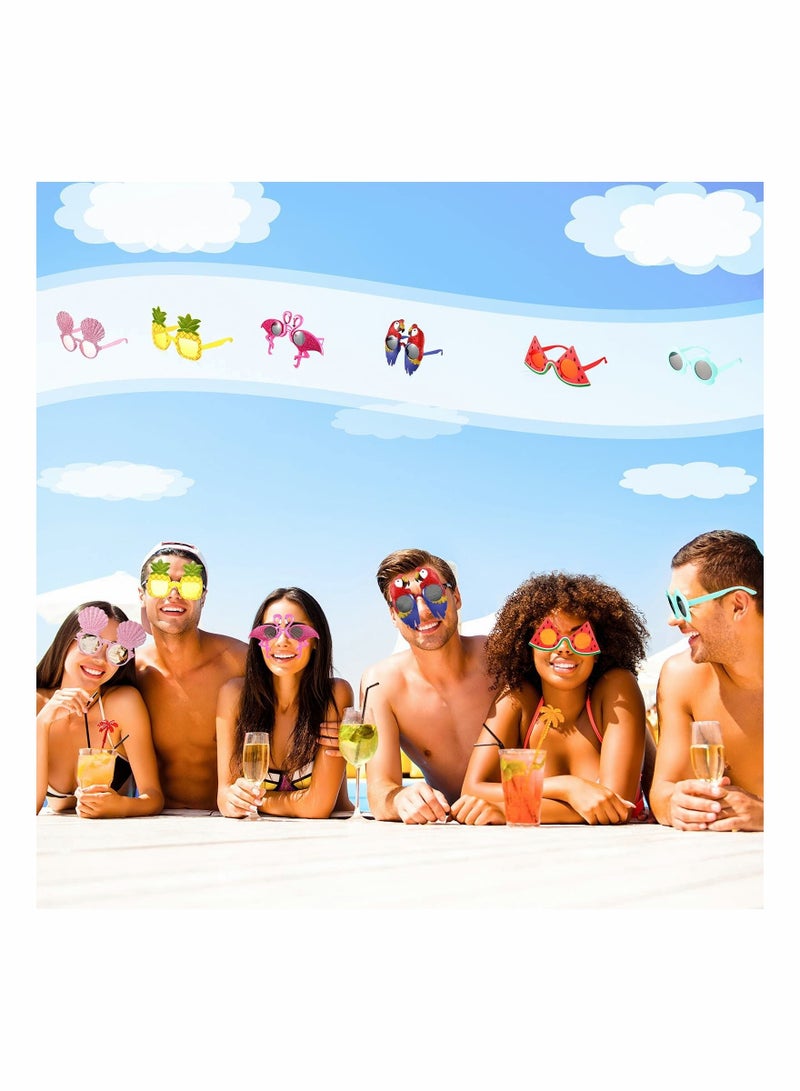 Excefore 6 Pairs Party Sunglasses Hawaiian Funny Sunglasses Tropical Fancy Dress Props Summer Party Sunglasses Novelty Eyeglasses for Kids Adults Hawaiian Beach Theme Party Supplies Favors  - Image 3