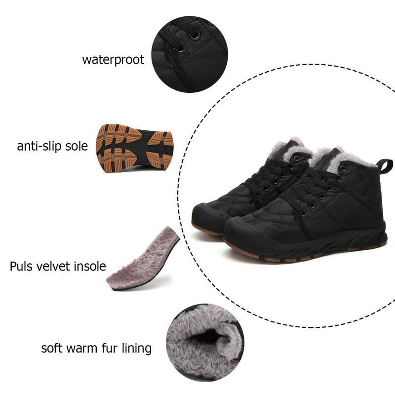 FANSITE Boys Snow Boots Winter Waterproof Slip Resistant Cold Weather Shoesï¼ˆLittle Kid/Big Kid black29 - Image 4