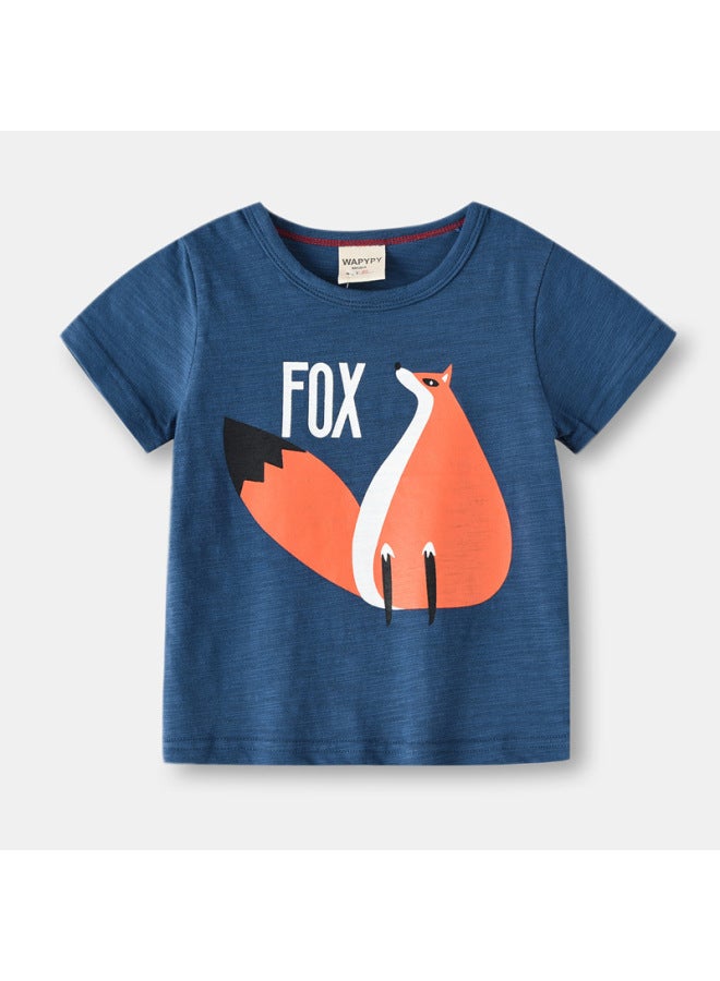 Boys Bamboo Short Sleeve T-Shirt – Cartoon Print, Korean Style