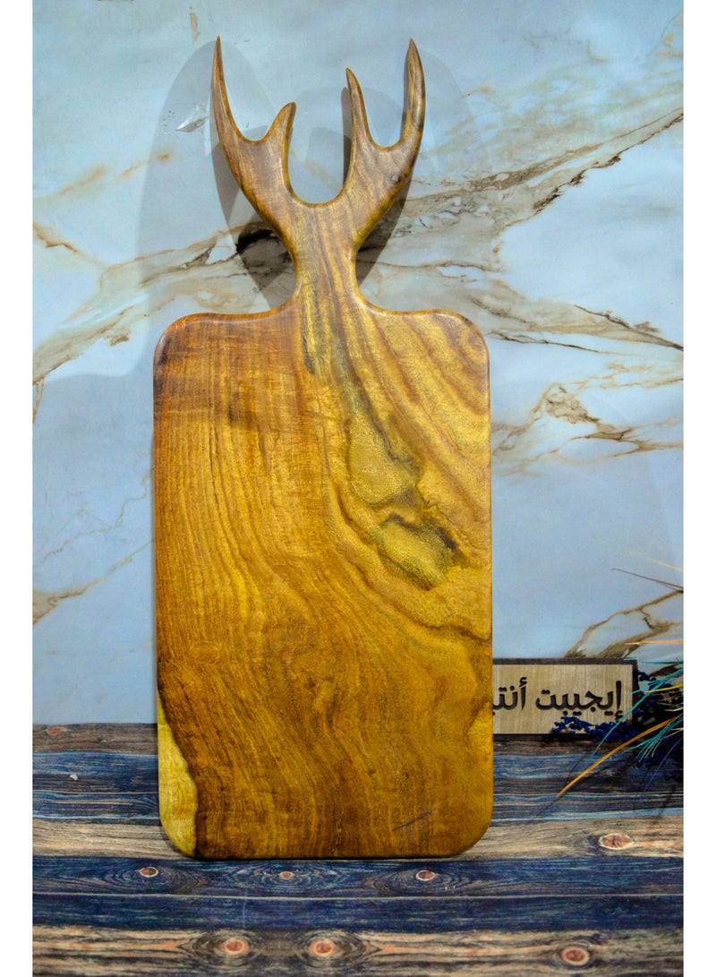 Egypt Antiques A deer antler-shaped cutting board, handmade 100% from ferret wood, produced by Egypt Antiques - Image 1