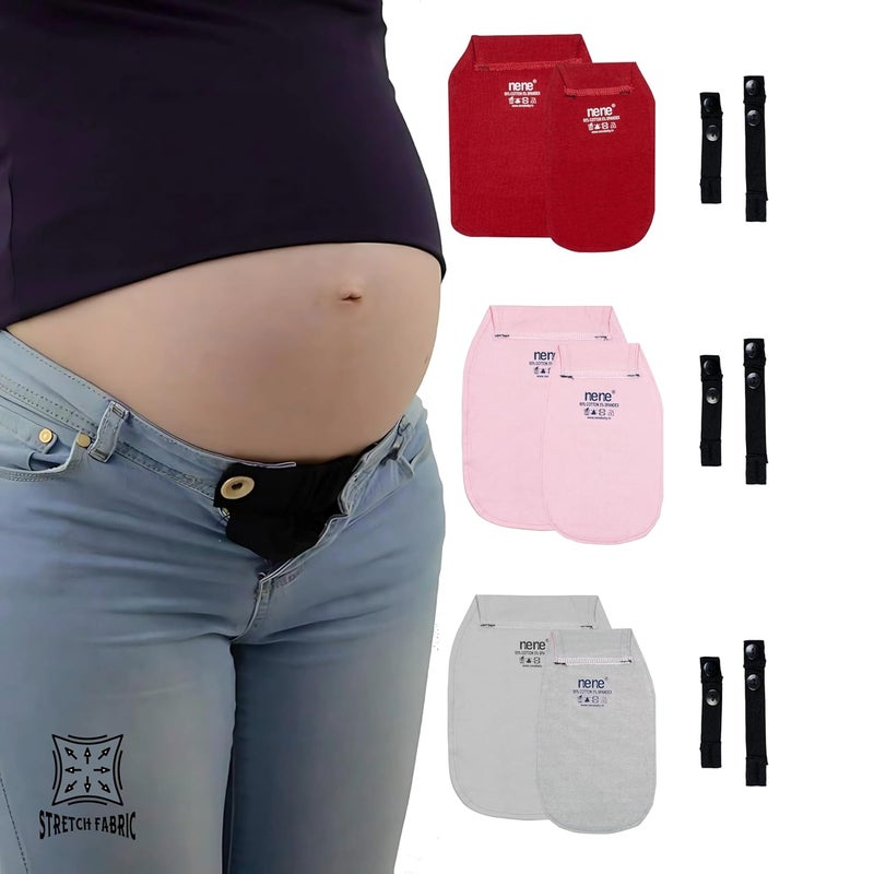 Nene Maternity Jeans Extender Kit – 3sets Adjustable Waist Extenders for Pregnant Women | Belly Bands for Pants, Elastic Stretch Button Expanders for Maternity Wear - Image 1