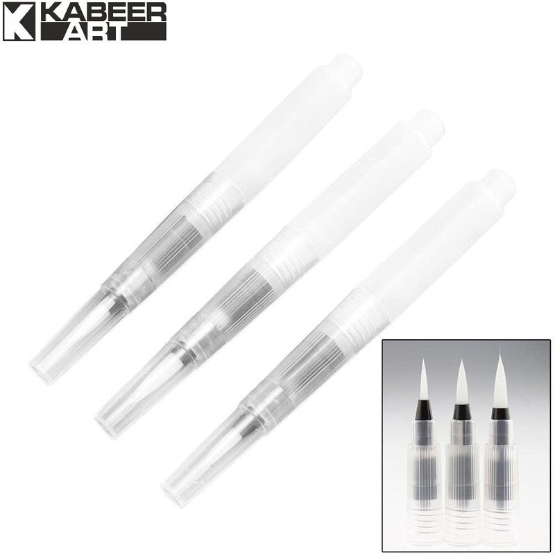 KABEER ART Nylon 3 Sizes Water Brush Pen For Watercolor Calligraphy Drawing Tool Marker|White - Image 4