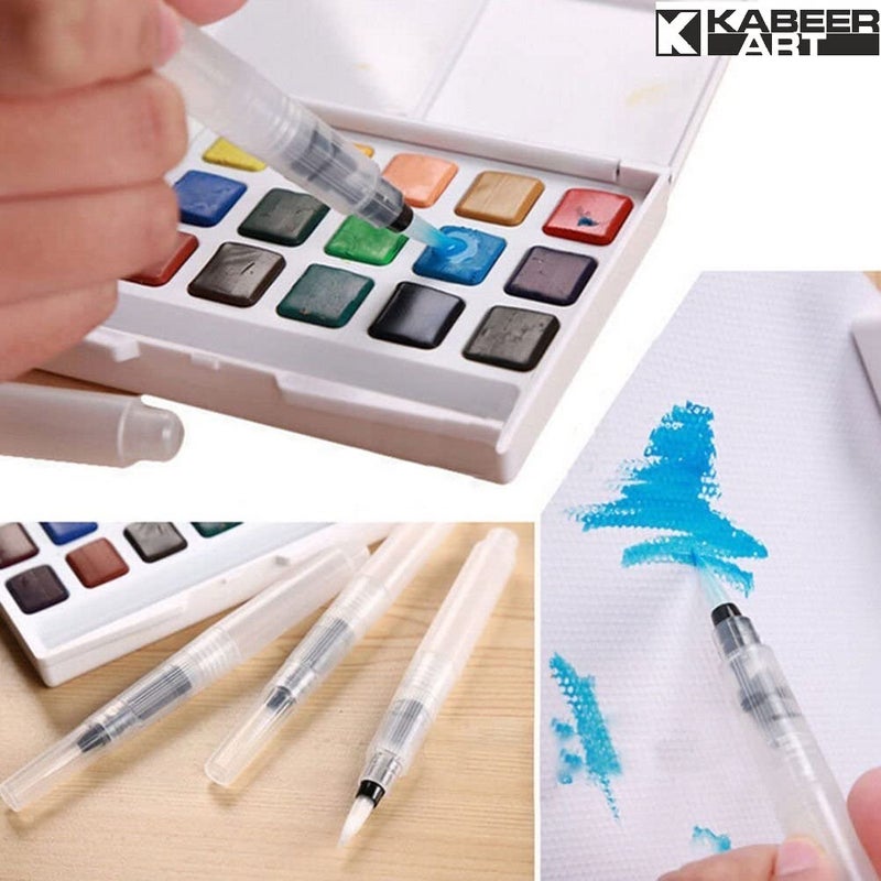 KABEER ART Nylon 3 Sizes Water Brush Pen For Watercolor Calligraphy Drawing Tool Marker|White - Image 5