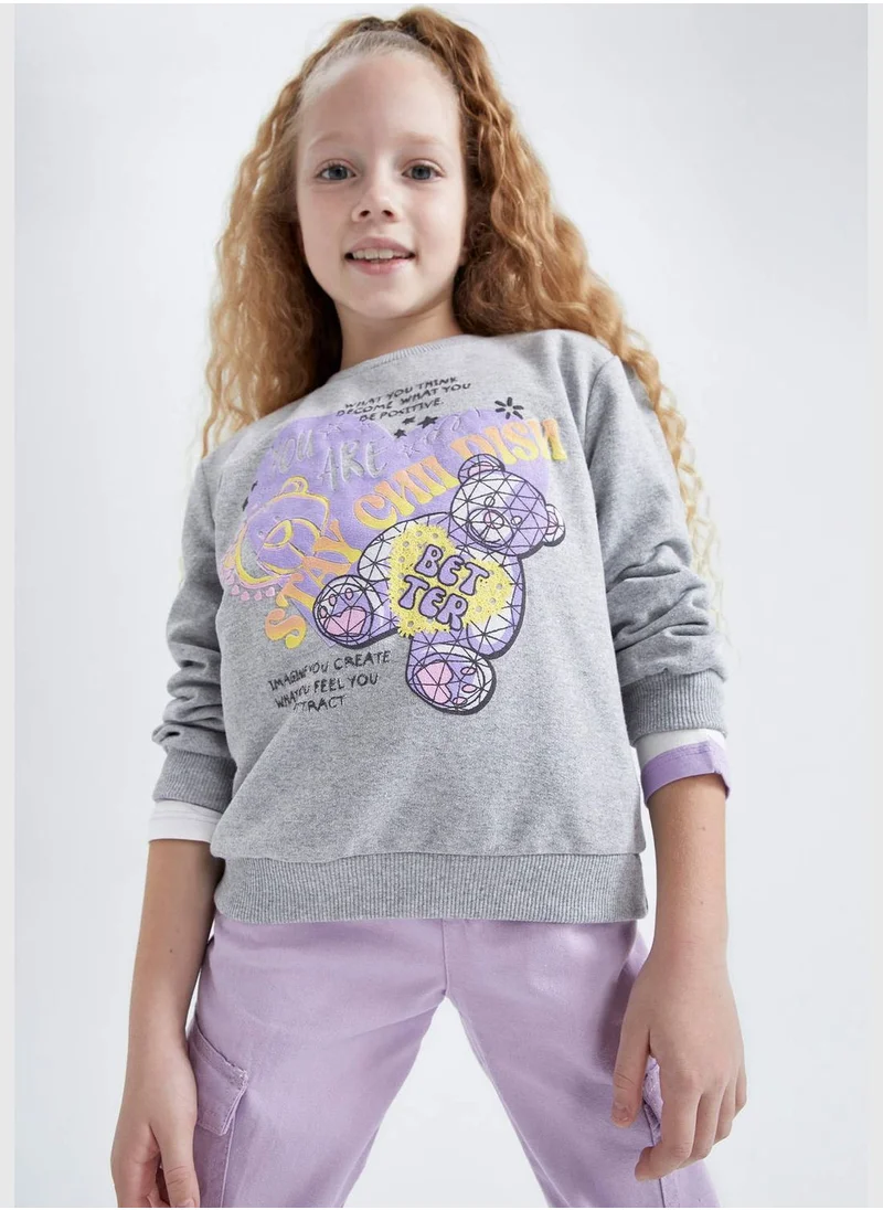 DeFacto Girl Regular Fit Crew Neck Long Sleeve Knitted Sweatshirt