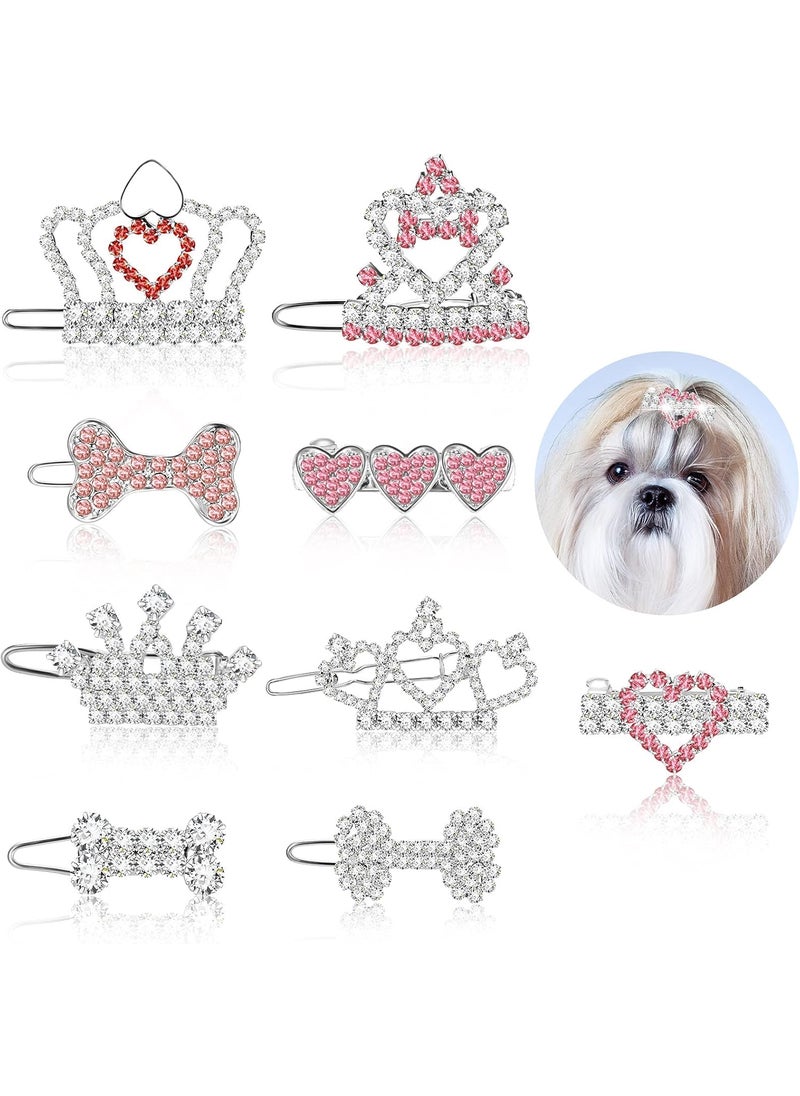 Reginary 9 Pieces Dog Tiara Crown Hair Clips Pet Crystal Rhinestone Barrette Clips for Dog Puppy Ear Clear Doggie Crown Pet Grooming Hair Accessories for Pet Girl 9 StylesVivid Style  - Image 1