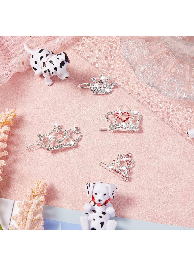 Reginary 9 Pieces Dog Tiara Crown Hair Clips Pet Crystal Rhinestone Barrette Clips for Dog Puppy Ear Clear Doggie Crown Pet Grooming Hair Accessories for Pet Girl 9 StylesVivid Style  - Image 4
