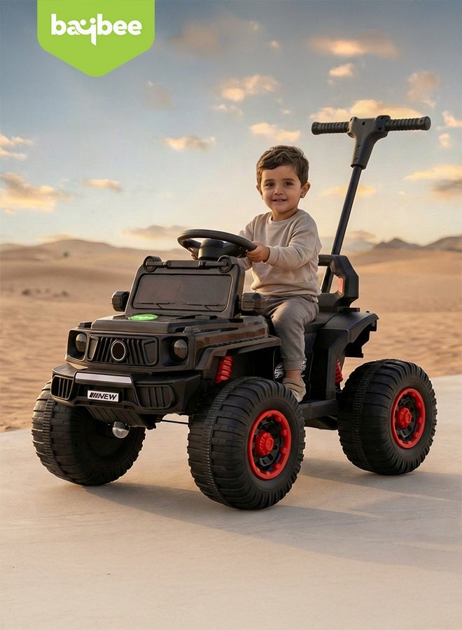 BAYBEE TorQX Childrens Electric Ride on Jeep for Kids, Baby Ride on Car with Music, Led Lights, Parental Push Handle & Foot Accelerator | Childrens Electric Car | Baby Battery Operated Jeep for Kids Toddlers Boys Girls 2 to 5 Years Black - Image 2