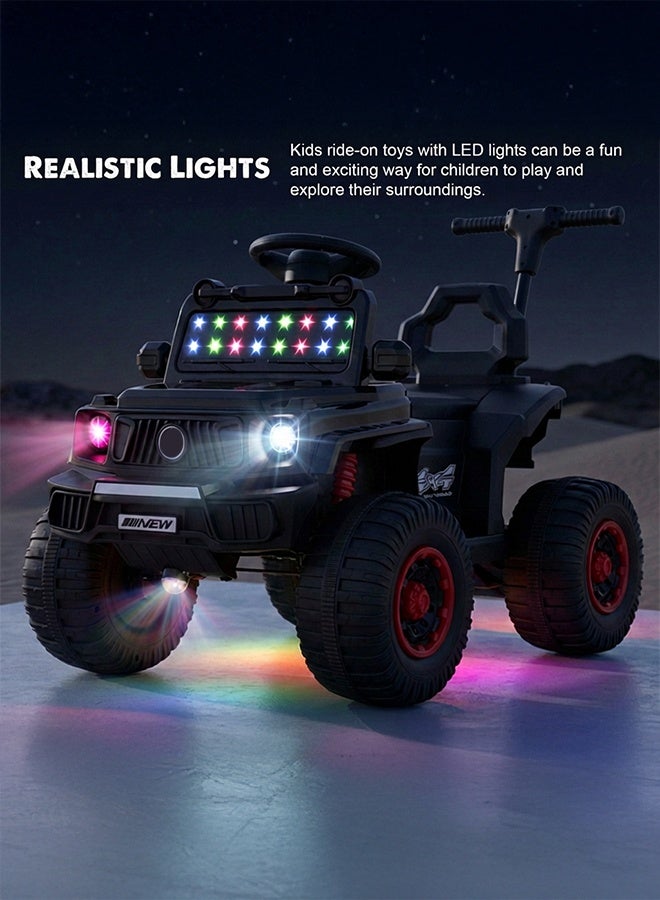 BAYBEE TorQX Childrens Electric Ride on Jeep for Kids, Baby Ride on Car with Music, Led Lights, Parental Push Handle & Foot Accelerator | Childrens Electric Car | Baby Battery Operated Jeep for Kids Toddlers Boys Girls 2 to 5 Years Black - Image 3