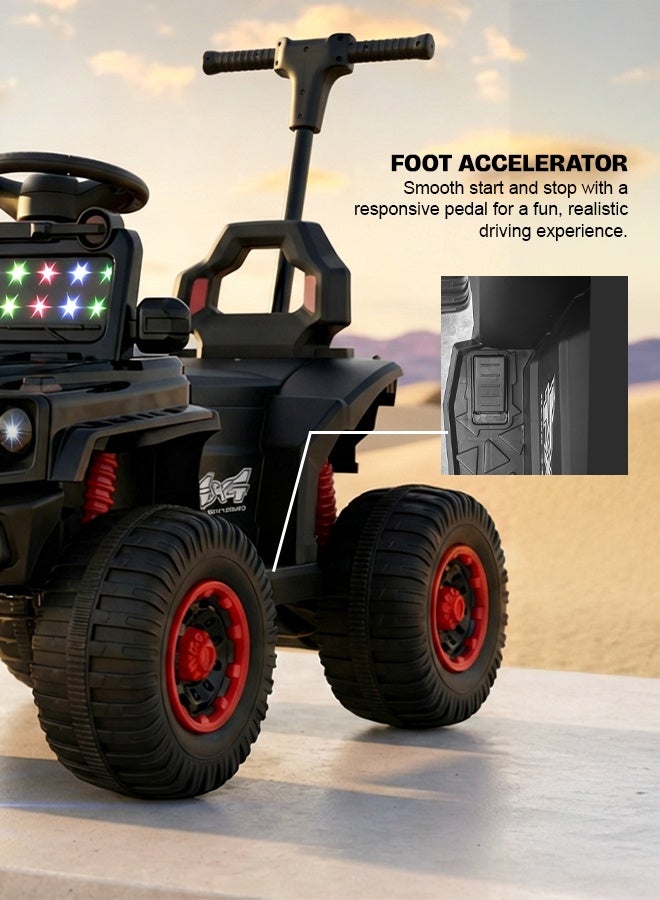 BAYBEE TorQX Childrens Electric Ride on Jeep for Kids, Baby Ride on Car with Music, Led Lights, Parental Push Handle & Foot Accelerator | Childrens Electric Car | Baby Battery Operated Jeep for Kids Toddlers Boys Girls 2 to 5 Years Black - Image 5