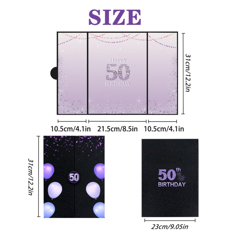 Roetyce 50th Birthday Decorations Women, Black Purple 50th Birthday Guest Book, Happy 50th Birthday Gifts for Her, Jumbo 50th Birthday Card Signature Board, 50 Years Old Bday Party Supplies - Image 2