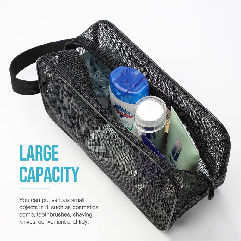 Gocvo Mesh Shower Caddy Mash Shower Bag Black Portable Mesh Accessories Organizer Tote for Gym College Dorm Room (Black) - Image 4