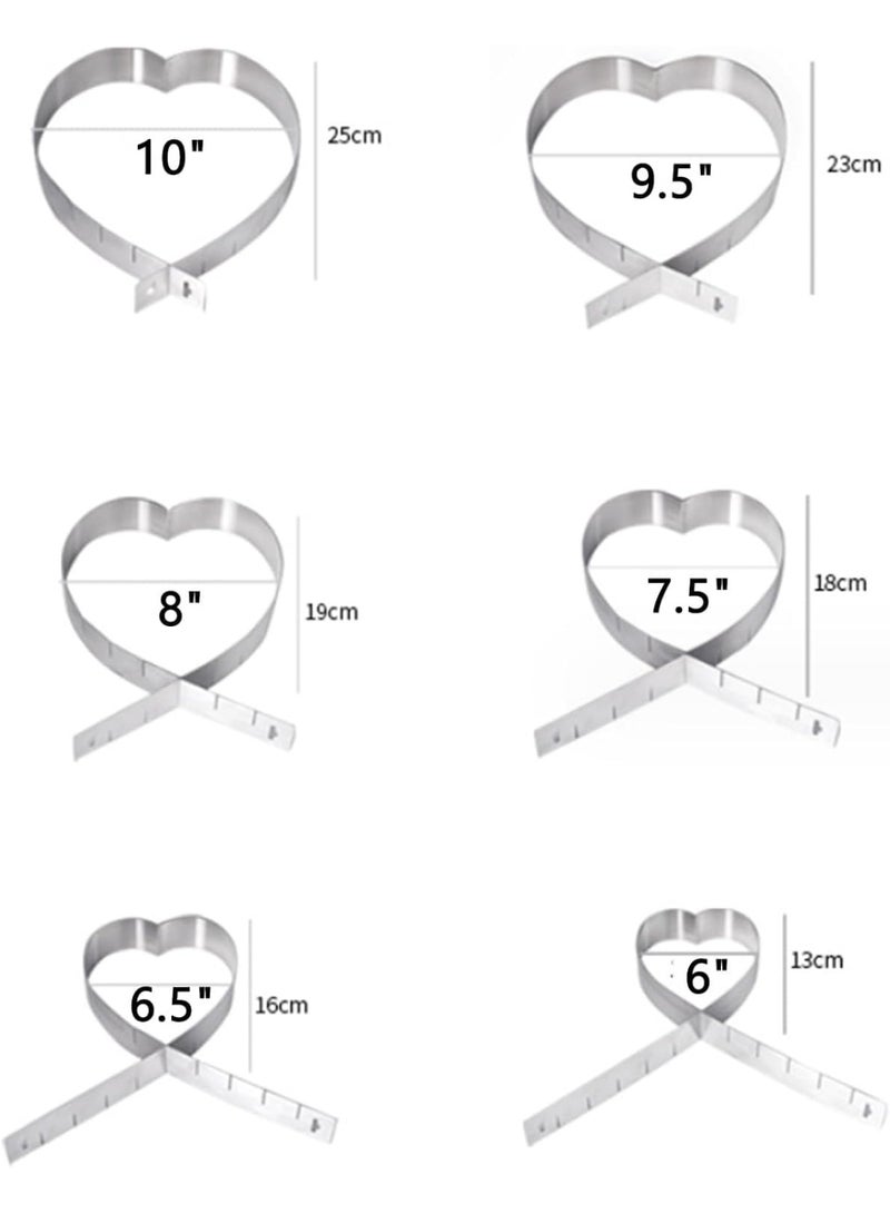 Luckam Adjustable Heart Shaped Cake Pan, Stainless Steel Cake Ring Mold, Durable Non-Stick Mousse Mold, Versatile Baking Tool for Cakes, Desserts, Family Birthday & Christmas Parties (6-10 Inch) - Image 5