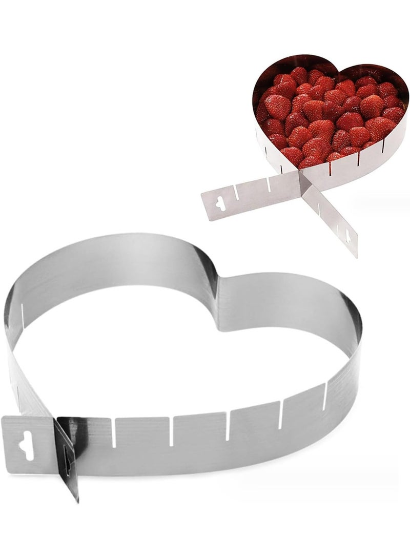 Luckam Adjustable Heart Shaped Cake Pan, Stainless Steel Cake Ring Mold, Durable Non-Stick Mousse Mold, Versatile Baking Tool for Cakes, Desserts, Family Birthday & Christmas Parties (6-10 Inch) - Image 1