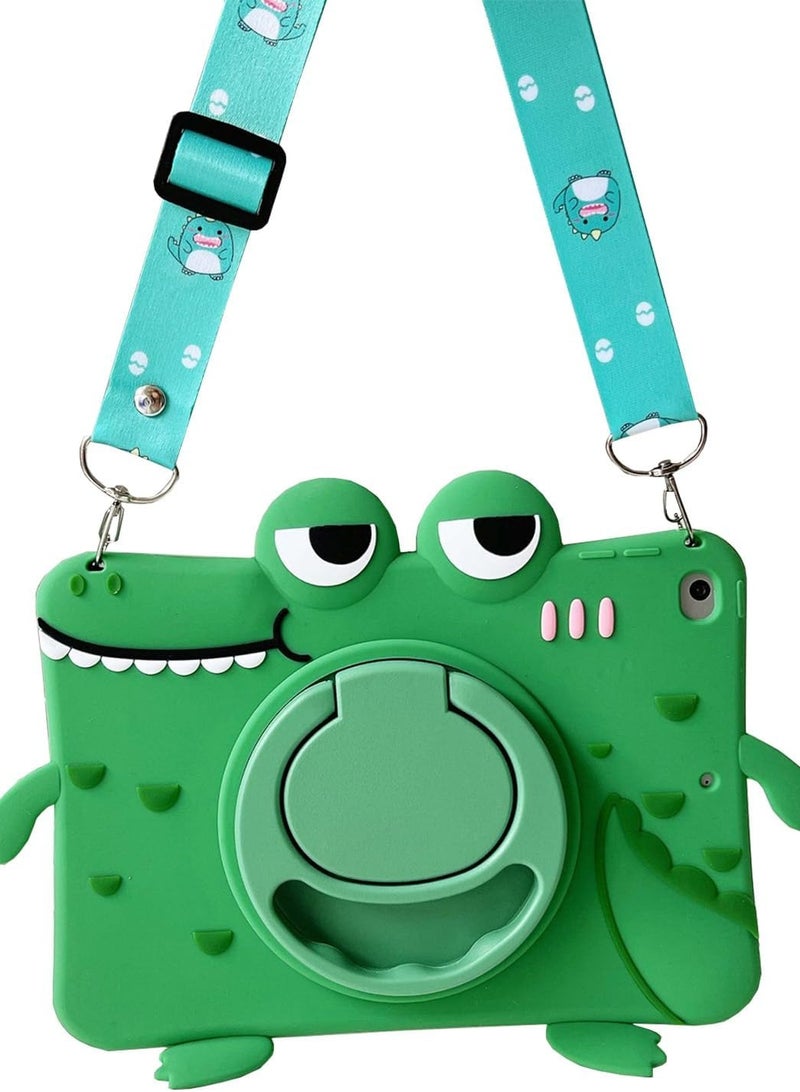 عام حافظة لوحي لجهاز Samsung Galaxy Tab A9 Plus بمقاس 11 بوصة 2023 مع حامل دوار بزاوية 360 درجة / مقبض / حزام كتف، وحافظة سيليكون مقاومة للصدمات بتصميم ديناصور لطيف ثلاثي الأبعاد. - Image 1