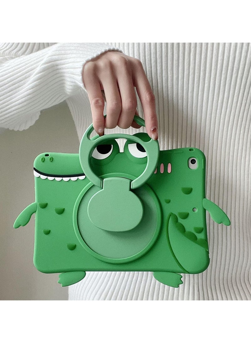 عام حافظة لوحي لجهاز Samsung Galaxy Tab A9 Plus بمقاس 11 بوصة 2023 مع حامل دوار بزاوية 360 درجة / مقبض / حزام كتف، وحافظة سيليكون مقاومة للصدمات بتصميم ديناصور لطيف ثلاثي الأبعاد. - Image 4