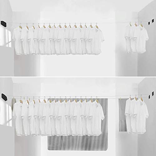 BESy Retractable Clothesline ABS case+Aluminum Dryer with Adjustable Stainless Steel Double Rope String Hotel Style Heavy Duty,Wall Mounted Method, 13.8 Feets,Black - Image 4