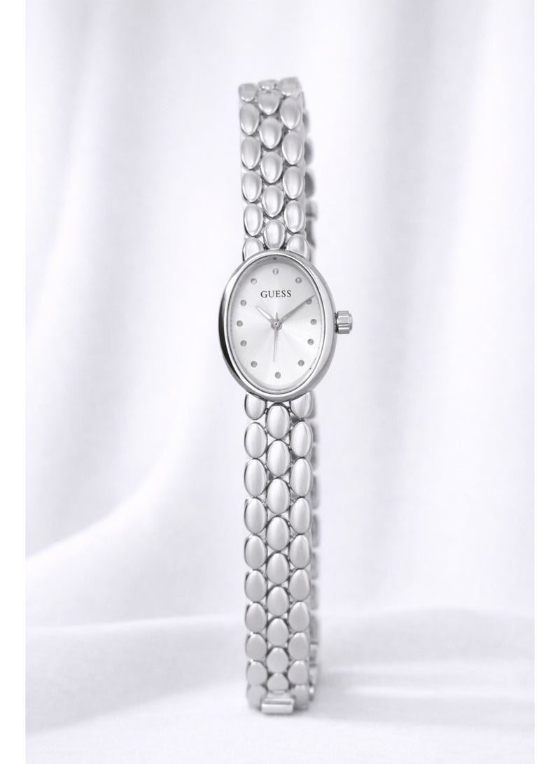Guess Women’s Silver-Tone Stainless Steel Analog Watch – Silver Dial