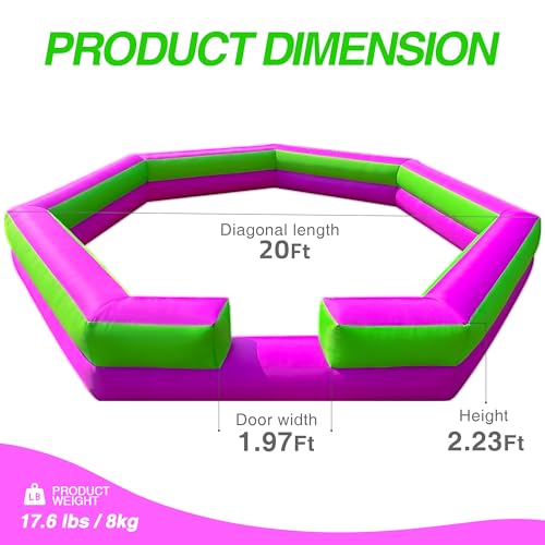 OZIS 20FT Inflatable Gaga Ball Pit with Gagaball Portable Gagaball Court for IndoorOutdoor Sports SchoolFamily Activities Easy to Setup GreenPurple - Image 5
