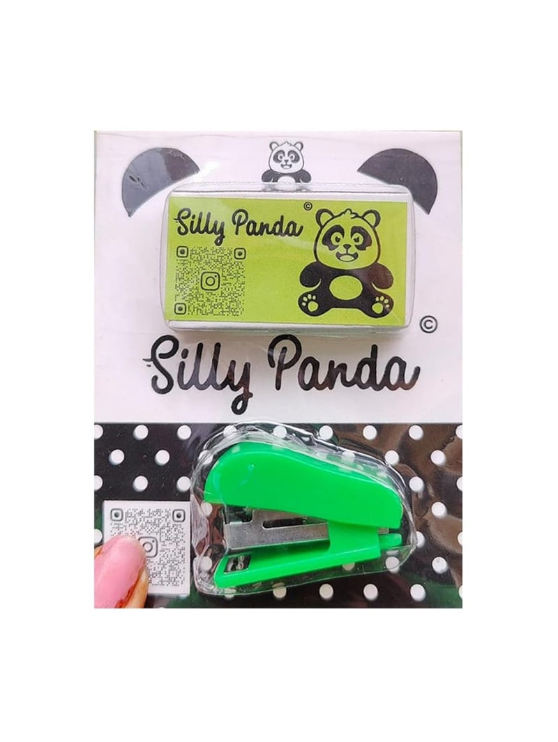 Silly Panda دباسة صغيرة | ألوان متنوعة | دبابيس دباسة مجانية | دباسة | دباسة صغيرة (خضراء) - Image 1