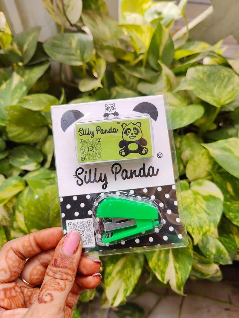 Silly Panda دباسة صغيرة | ألوان متنوعة | دبابيس دباسة مجانية | دباسة | دباسة صغيرة (خضراء) - Image 2