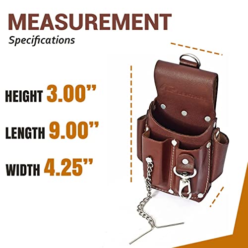 AP LEATHER Ap-Leather Pro-5 Electrician Pouch, Leather Tool Pouch, 5 Pocket Pouch with Electrical Tape Holder, Durable Compartments, Tool Pouch with Belt Clip, Dark Brown - Image 3