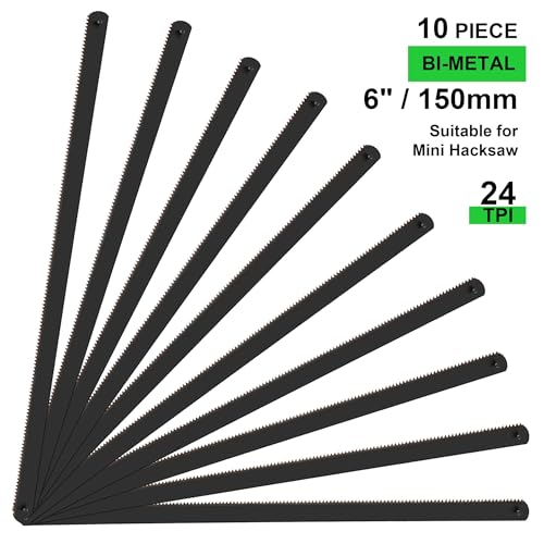 Viganoc 10 Pc Professional High Speed Steel Mini Hacksaw Blades, 6" / 150mm Bi-Metal HSS Blades, 24TPI, Suitable for Mini/Primary Hacksaw Frame, Cuts Wood, Metal, Plastic, PVC, Aluminum, Copper, Brass - Image 2