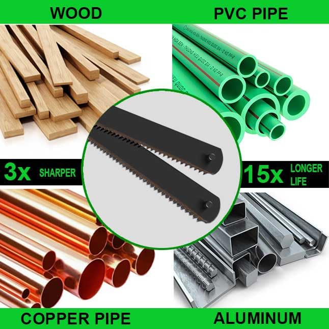 Viganoc 10 Pc Professional High Speed Steel Mini Hacksaw Blades, 6" / 150mm Bi-Metal HSS Blades, 24TPI, Suitable for Mini/Primary Hacksaw Frame, Cuts Wood, Metal, Plastic, PVC, Aluminum, Copper, Brass - Image 3