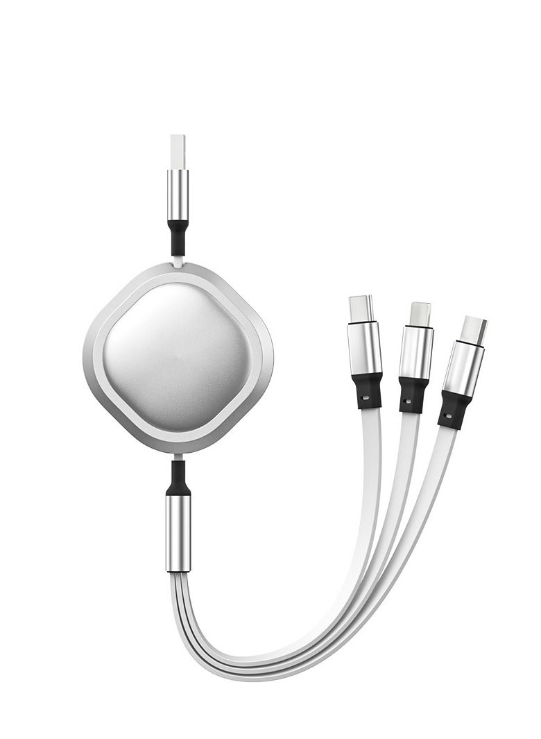 Three-in-one retractable macaron one-to-three data cable creative gift logo mobile phone fast charging charging cable