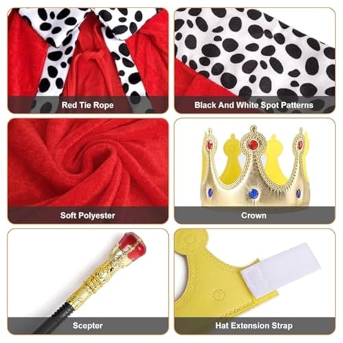 Wanna Party King Costume Set Red Cloak Golden Crown And Scepter Set Prince Capes Halloween Costume For Kids Teen Adult - Image 3
