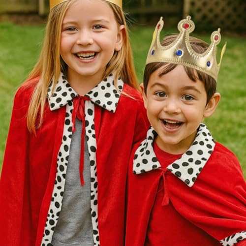 Wanna Party King Costume Set Red Cloak Golden Crown And Scepter Set Prince Capes Halloween Costume For Kids Teen Adult - Image 5