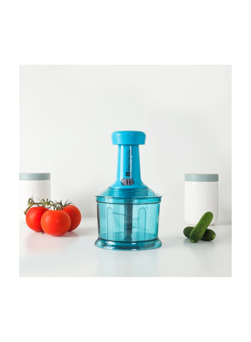 Royalford 900ml Push Chopper RF11955 Compact Chopper with 4 Blades Suitable for Chopping Vegetables and Fruits| Quick Manual Chopper| Stainless Steel Blade Assorted Colors Assorted Colors - Image 4