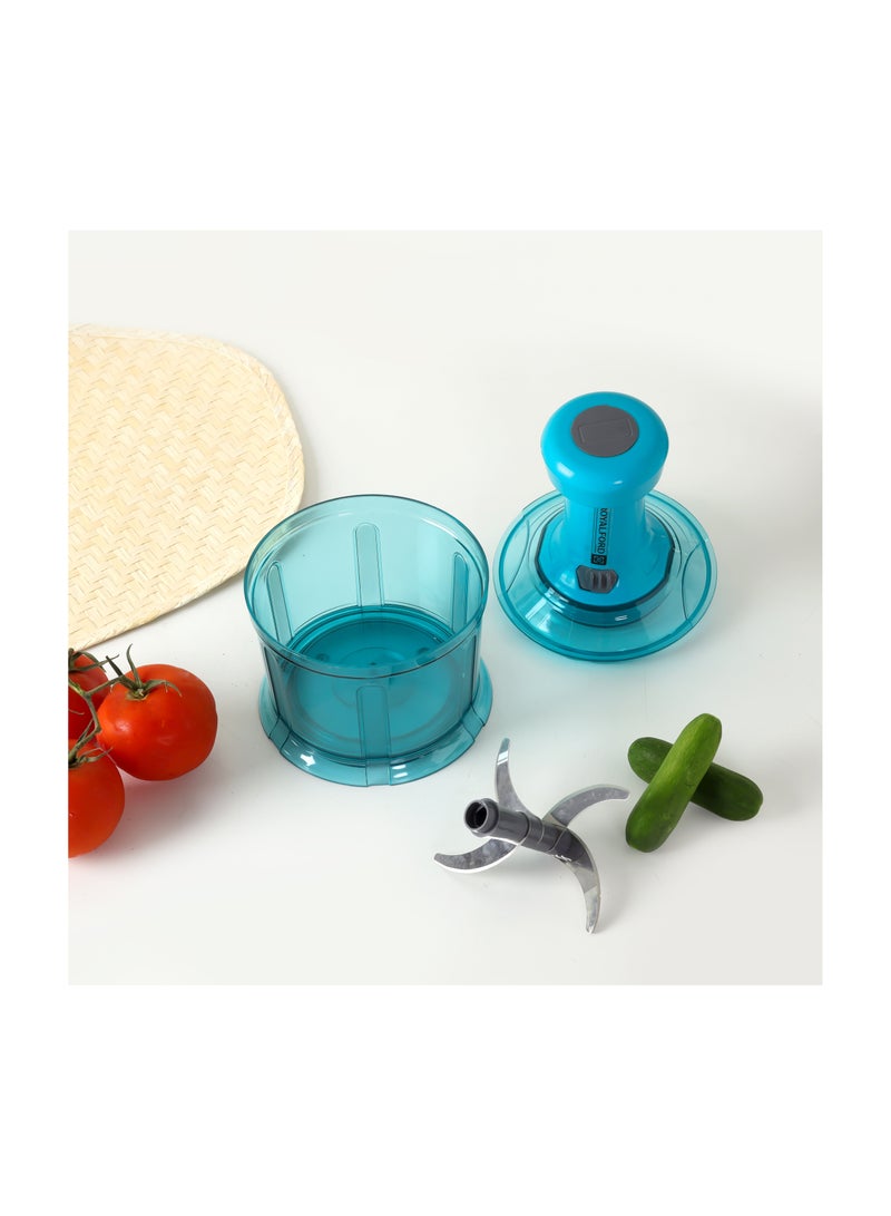 Royalford 900ml Push Chopper RF11955 Compact Chopper with 4 Blades Suitable for Chopping Vegetables and Fruits| Quick Manual Chopper| Stainless Steel Blade Assorted Colors Assorted Colors - Image 5