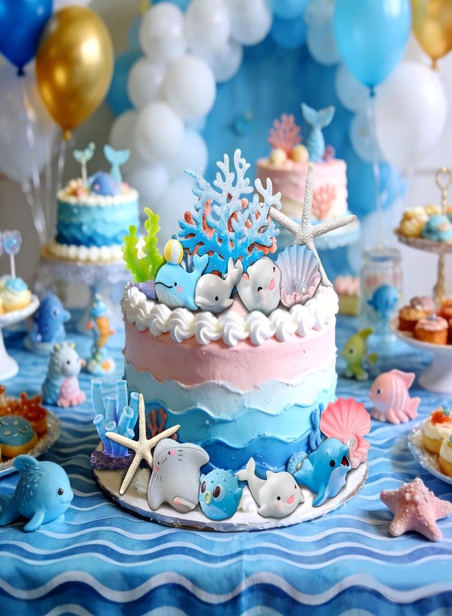 LAST HOE DOWN Ocean Cake Topper Set, Dolphin and Sea Animal Decorations, Under the Sea Theme Party Supplies - Image 4