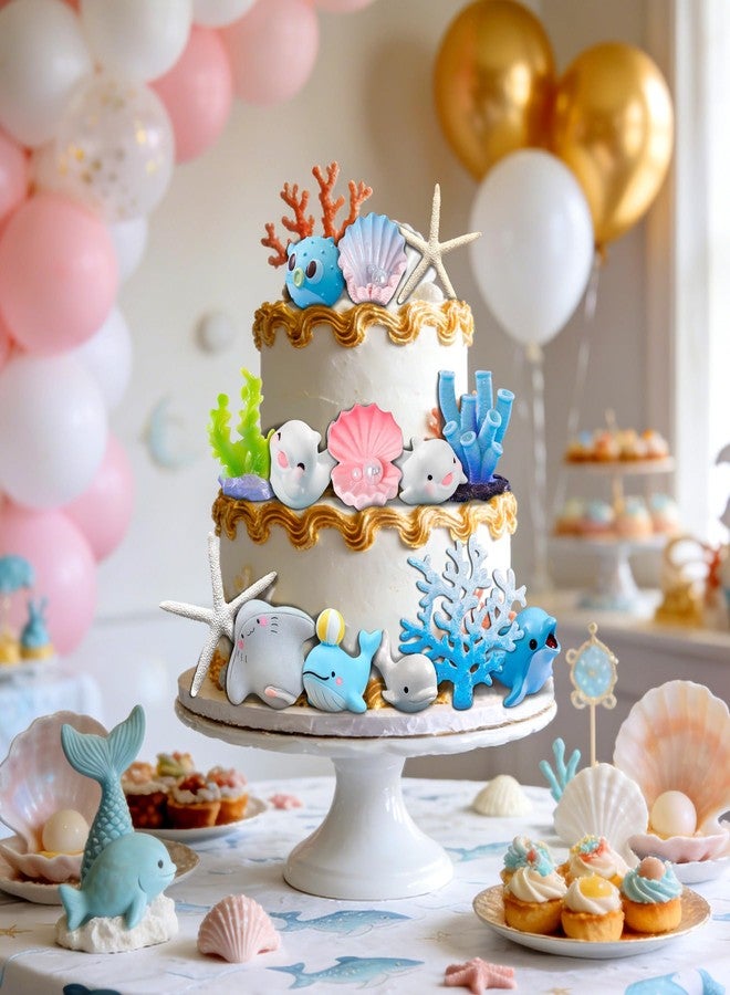 LAST HOE DOWN Ocean Cake Topper Set, Dolphin and Sea Animal Decorations, Under the Sea Theme Party Supplies - Image 5