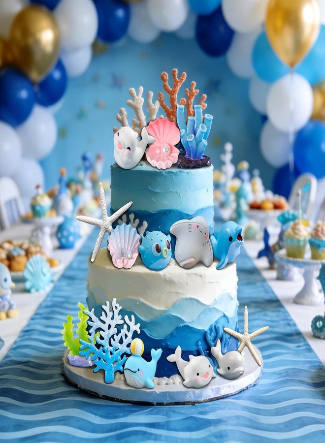 LAST HOE DOWN Ocean Cake Topper Set, Dolphin and Sea Animal Decorations, Under the Sea Theme Party Supplies - Image 2