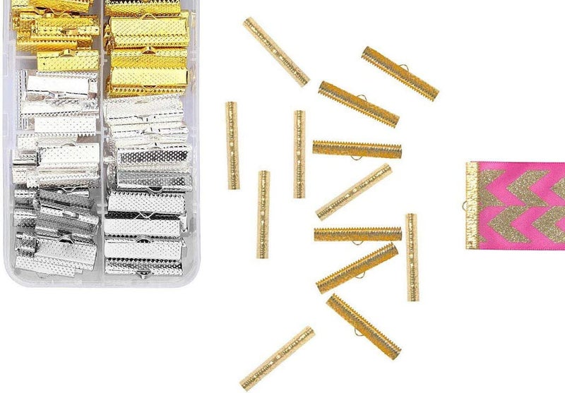DIY Crafts Design No # 7, Pack of 25 Pcs, Mixed Color 20mm and 25mm Assorted Sizes of Mixed Color Ribbon Clamp End Crimps(Design No # 7, Pack of 25 Pcs) - Image 3