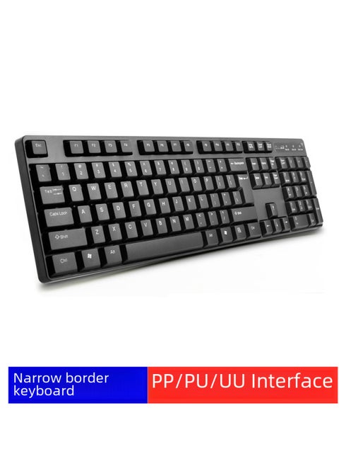 Three Giant K2 Keyboard Computer Office Home Narrow Frame Installation Distribution Business Wired USB/PS2 Round Hole Keyboard-Color:USB Flat Keyboard